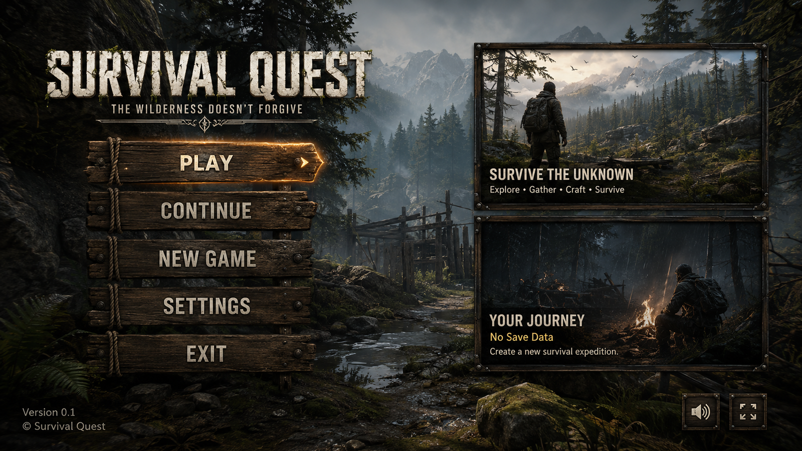 Survival Quest game menu